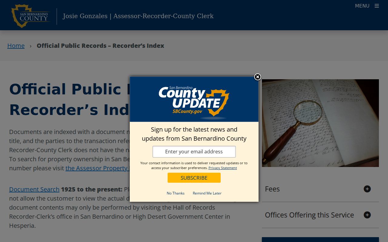 Adelanto public records ARC official records page